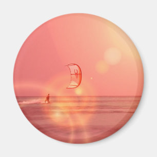 Aimant rond de coucher du soleil de Kiteboarding