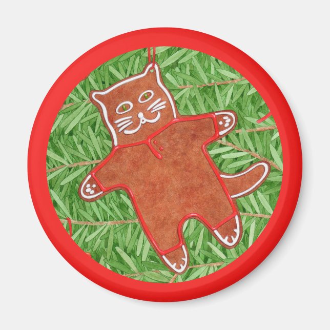 Aimant rond de la CUISINE GINGERBREAD / Rouge (Devant)