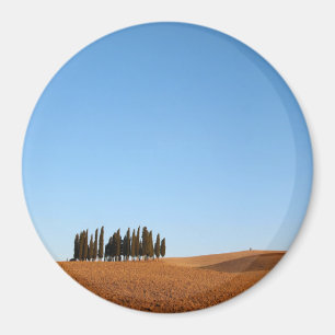 Aimant rond de paysage de la Toscane avec des