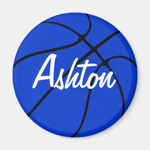 Aimant rond de réfrigérateur de basket-ball bleu