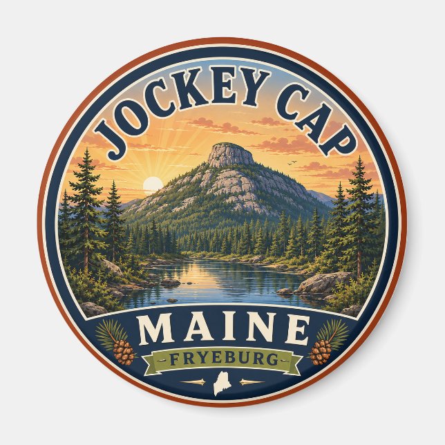 Aimant Rond Jockey Cap Fryeburg Maine (Devant)