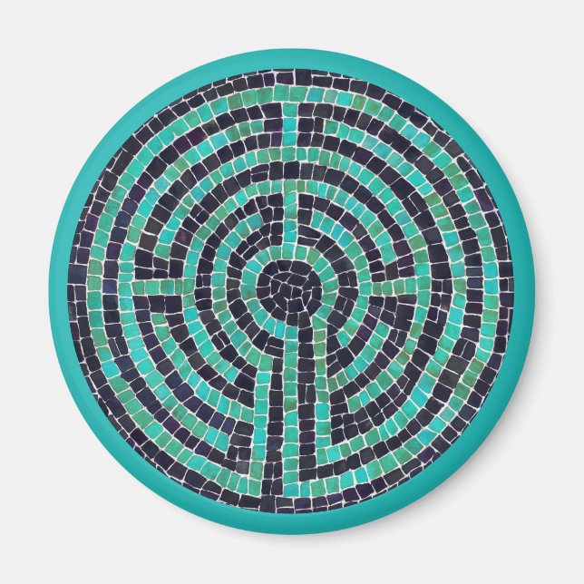 Aimant rond LABYRINTH III - Turquoise (Devant)