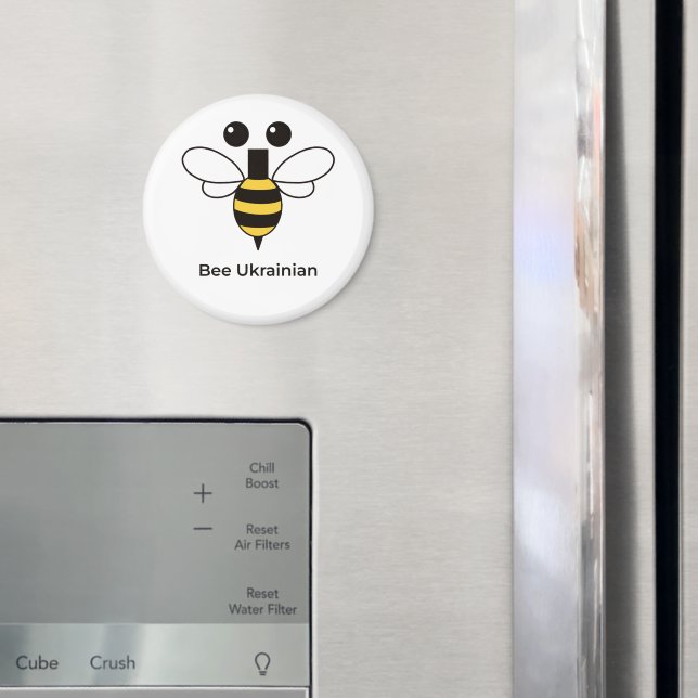 Aimant rond minimaliste ukrainien abeille mignon (In situ (réfrigérateur))