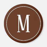 Aimant Rond Monogramme Blanc sur Marron