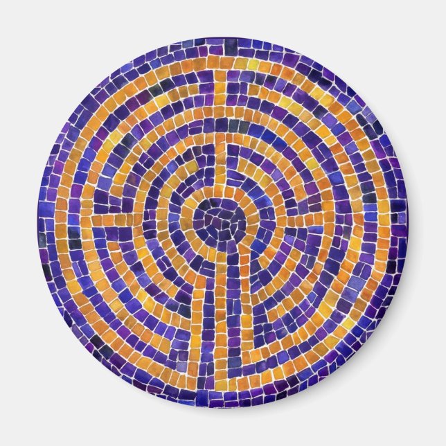 Aimant rond MOSAÏQUE LABYRINTH (Devant)