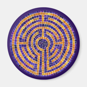 Aimant Rond Mosaïque Labyrinthe - Violet