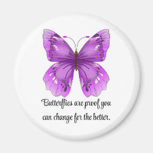 Aimant Rond Papillon Violet