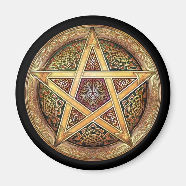 Aimant rond Pentacle d'or (Devant)