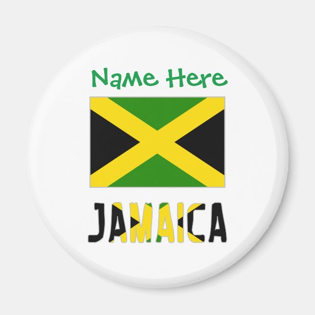 Aimant Rond personnalisé avec drapeau jamaïcain vert (Devant)