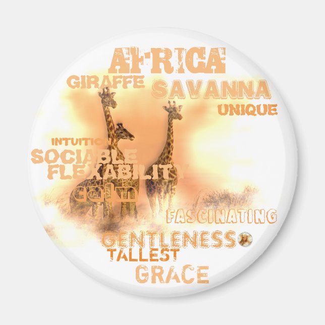 Aimant rond standard, Giraffes uniques (Devant)