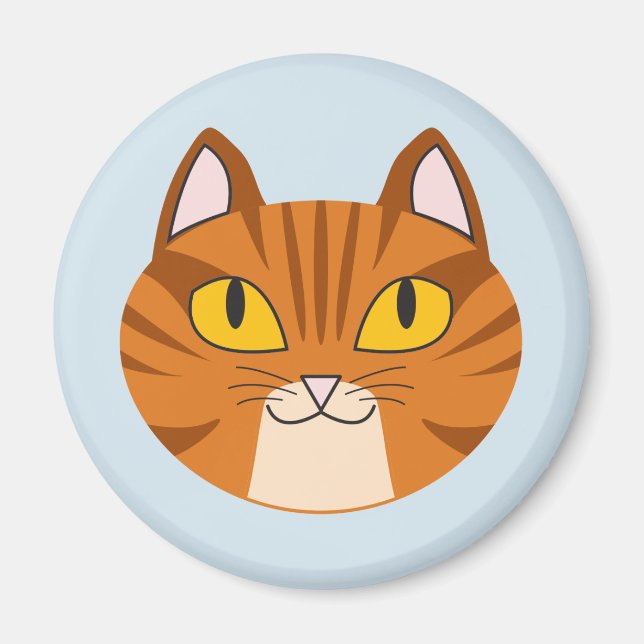 Aimant rond Tabby Chat orange (Devant)
