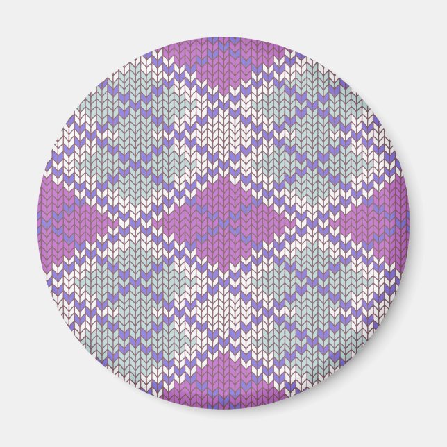 AIMANT RONDE TRICOTÉ ARGYLE LILAS (Devant)