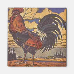Aimant Rooster de ferme vintage Retro Poulet cuisine Art