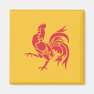 Aimant Rooster rouge (Drapeau de Wallonie)