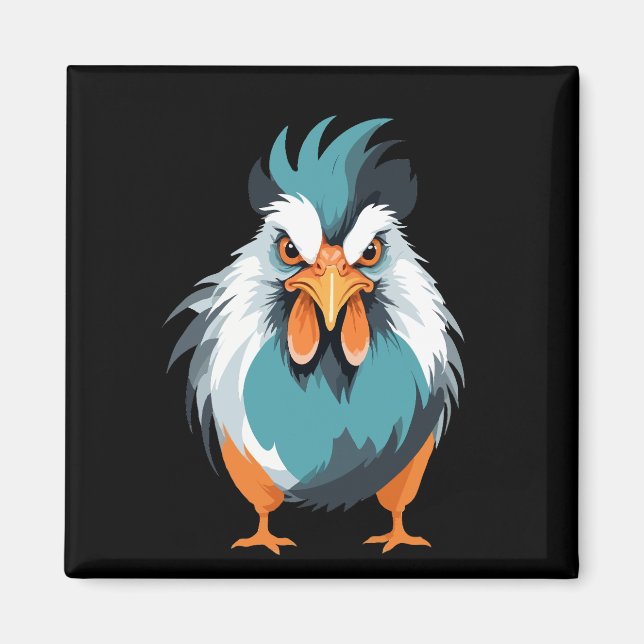 Aimant Rooster Vector Art avec des couleurs vives (Devant)