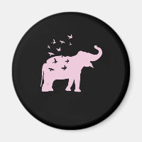 rosa Elefant mit Vögel