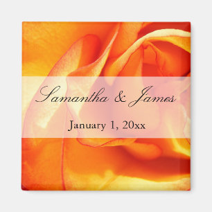 Aimant Rose à flammes rouge et orange