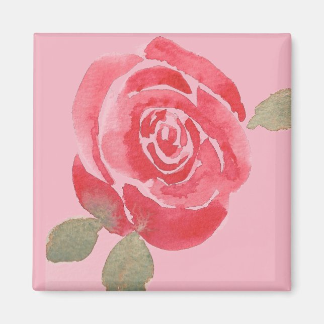 Aimant Rose Aquarelle (Devant)