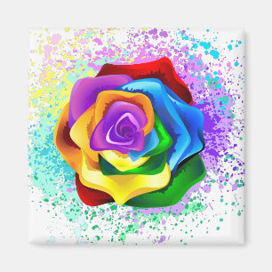 Aimant Rose arc-en-ciel colorée