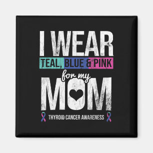 Aimant Rose Bleu turquoise Pour Maman Thyroïde Cancer Sen
