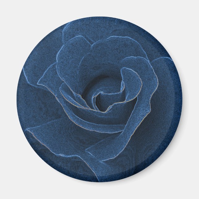 Aimant Rose bleu velours (Devant)