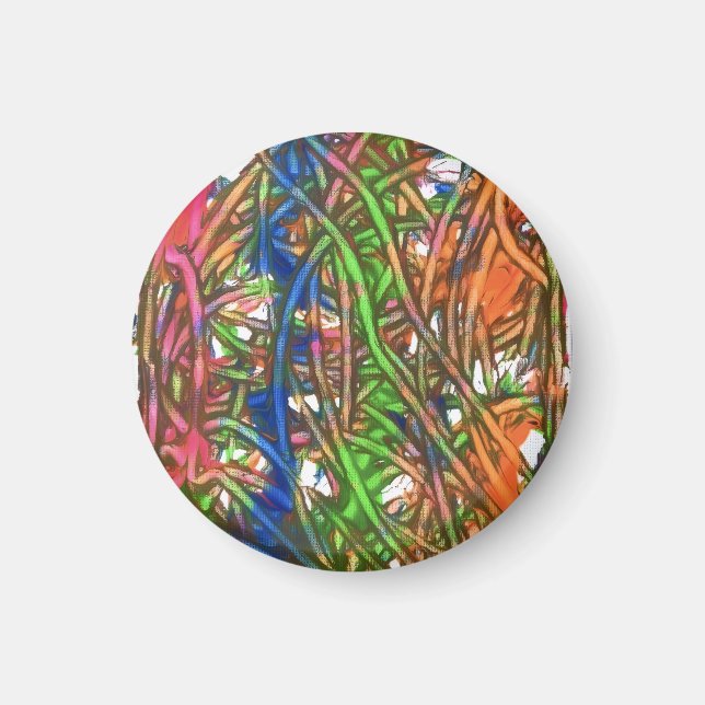 Aimant Rose, Bleu, Vert, Orange, Œuvre d'art en marbre (Devant)