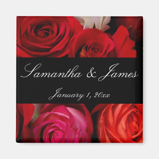 Aimant Rose Bouquet Mariage personnel (Devant)