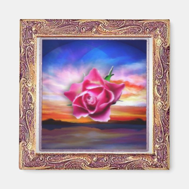 Aimant Rose dans l'aimant encadré dans le ciel (Devant)