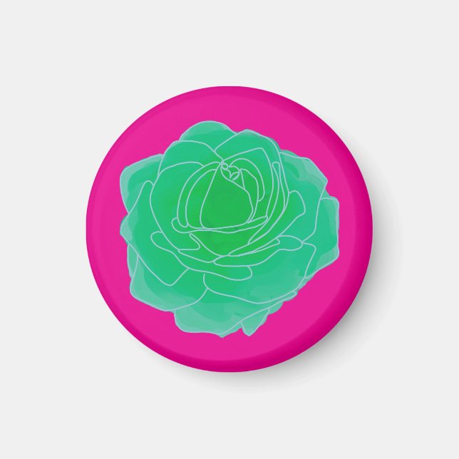 Aimant Rose d'art pop vert (Devant)