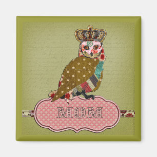 Aimant rose de maman de hibou