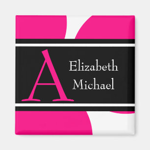 Aimant rose de mariage d'initiale de monogramme