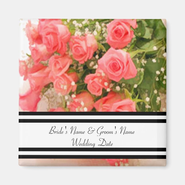 Aimant Rose de pêche Favoriser le Modèle d'aimant (Devant)