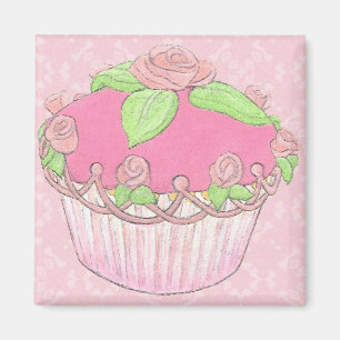 Aimant rose de support de petit gâteau