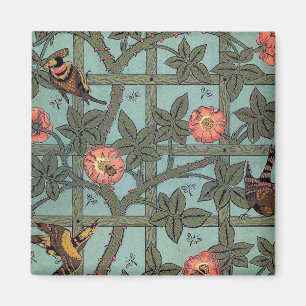 Aimant Rose d'Escalades & Petit Oiseau, William Morris