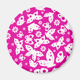 Aimant rose et blanc de papillon