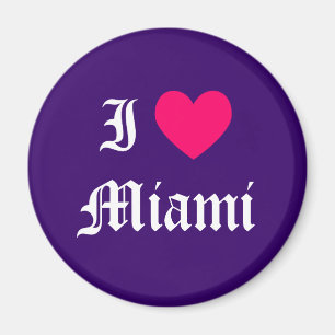 Aimant Rose et blanc pourpre J'aime Miami