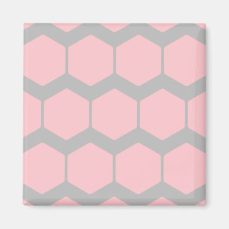 Aimant rose et gris, Motif géométrique rétro Zigzag.