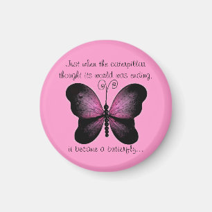 Aimant rose et noir de papillon