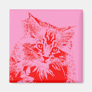 Aimant rose et rouge de chat