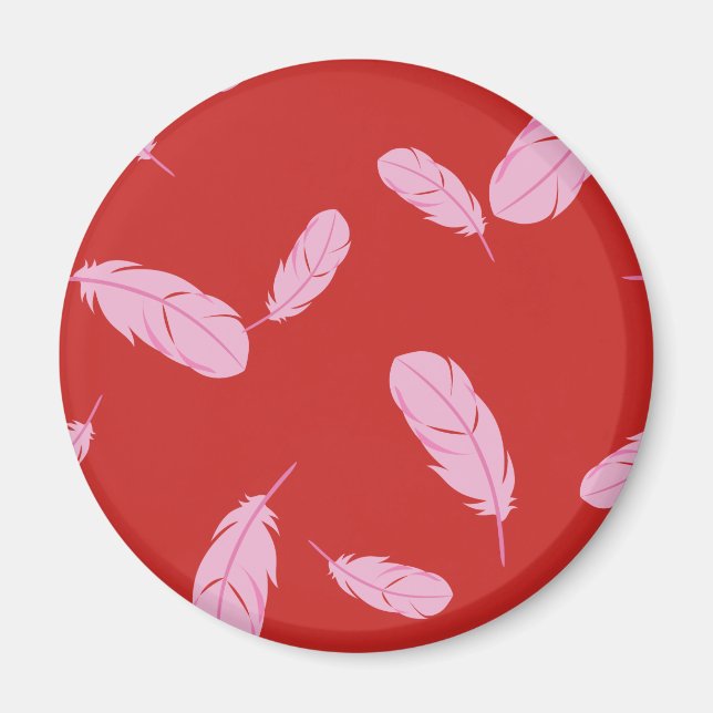Aimant rose et rouge - Plumes (Devant)
