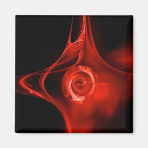 Aimant ROSE FRACTAL, rouge, noir