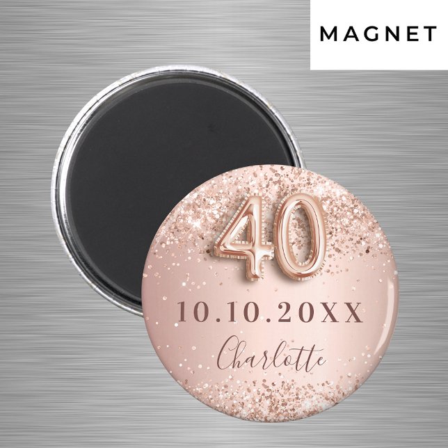 Aimant rose gold blush 40e anniversaire enregistrer la da (Créateur téléchargé)