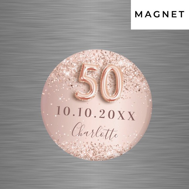 Aimant rose gold blush 50e anniversaire save the date (Créateur téléchargé)