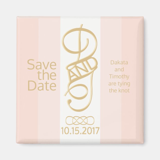 Aimant Rose Gold Blush Enregistrer l'aimant Date (Devant)