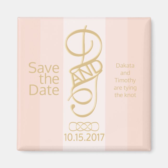 Aimant Rose Gold Blush Enregistrer l'aimant Date (Devant)