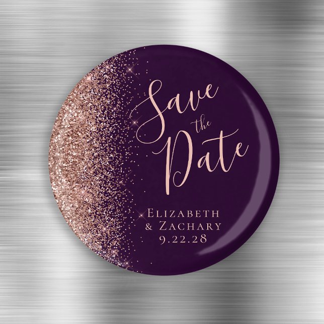 Aimant Rose Gold Glitter Script Faire-Part de Pré-Réserva (Créateur téléchargé)