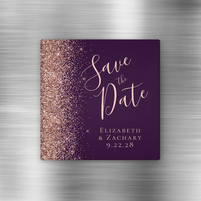 Aimant Rose Gold Glitter Script Faire-Part de Pré-Réserva (Créateur téléchargé)