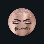 Aimant Rose Gold Glitter Sparkle Eyelashes Monogram<br><div class="desc">Rose Gold Faux Foil Metallic Sparkle Parties scintillant de Monogramme Metal Brossé Nom et cils initiaux (Lashes),  Extensions Eyelash et Yeux Bleu Magnets rose. Le design fait le cadeau parfait pour 16 ans,  mariage,  douche nuptiale,  anniversaire,  baby shower ou bachelorette pour quelqu'un à la recherche d'un style cool tendance.</div>