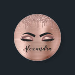 Aimant Rose Gold Glitter Sparkle Eyelashes Monogram<br><div class="desc">Rose Gold Faux Foil Metallic Sparkle Parties scintillant de Monogramme Metal Brossé Nom et cils initiaux (Lashes),  Extensions Eyelash et Yeux Bleu Magnets rose. Le design fait le cadeau parfait pour 16 ans,  mariage,  douche nuptiale,  anniversaire,  baby shower ou bachelorette pour quelqu'un à la recherche d'un style cool tendance.</div>
