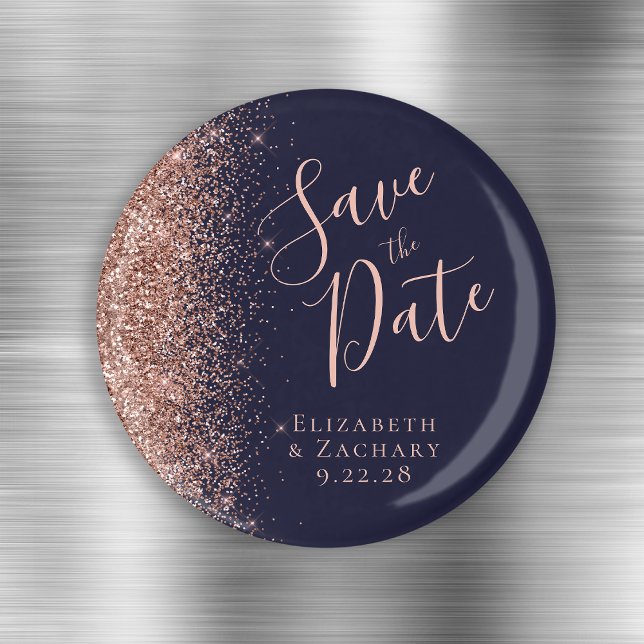Aimant Rose Gold Pailleté Écriture Manuscrite Save the Da (Créateur téléchargé)